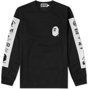 A BATHING APE Long Sleeve Multi-Logo Mesh Tee (S)